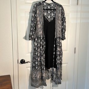 Lucky brand wrap dress with sheer slip dress.